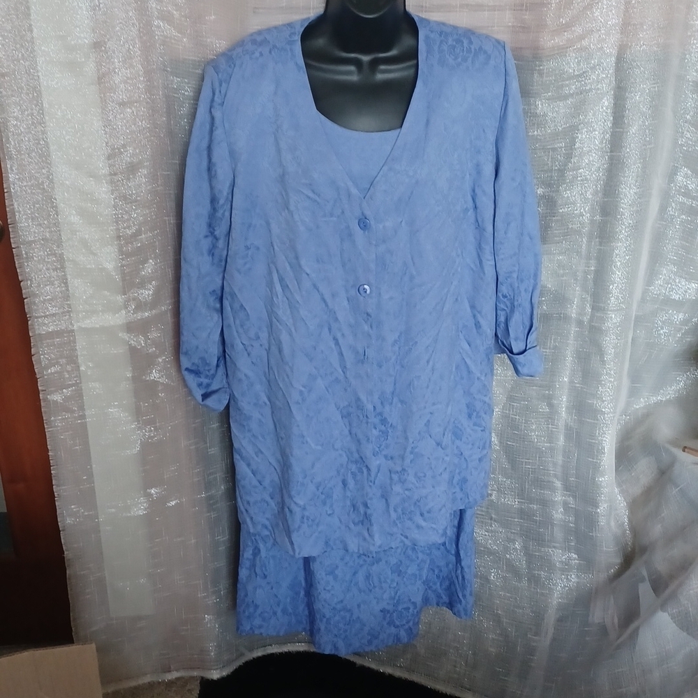 Dress Barn Dress & Jacket, Periwinkle, Brocade Pattern, 16w